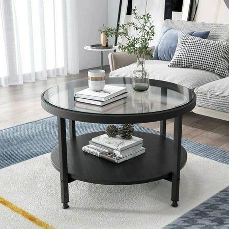 Glass top coffee table makeover