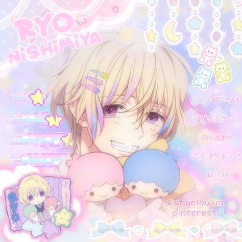 N♡ REP♡STS UNLESS WITH CREDIT PLEASE🫶 #sanriodanshi #ryonishimiya #cutecoreedit Ryo Nishimiya, Sanrio Danshi, Magical Boy, Anime Fr, Kawaii Core, Little Twin Stars, Poster Stickers, Just Giving, Make Me Smile