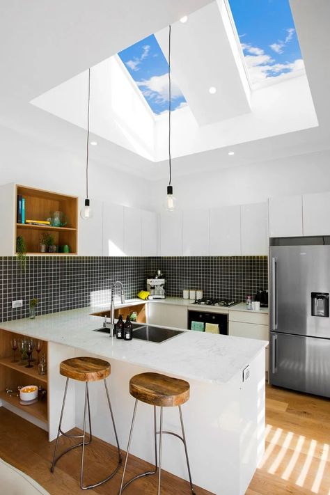 Skylights Melbourne | Skylights Installation Melbourne Velux Skylights Kitchen, Skylight Living Room, Skylight Ideas, Flat Roof Skylights, Skylight Installation, Roof Skylight, Skylight Design, Skylight Kitchen, Velux Skylights