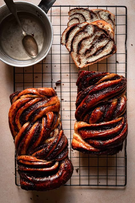 Chocolate Babka Recipe - One Sarcastic Baker Chocolate Babka Photography, Mini Chocolate Babka, How To Make Babka, Jewish Baking Recipes, Mini Babka Loaves, Babka Filling Ideas, Easy Babka Recipe, Babka Chocolate, Chocolate Babka Bread