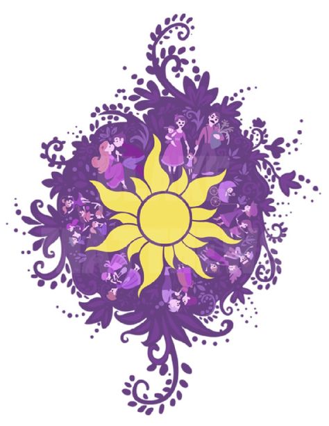 Tangled Sun Flowers, Art, Sun, Yellow, Rapunzel, Purple, Tangled, The Sun, White