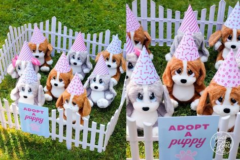 Adopt A Puppy Party Ideas - I Watch Them Grow Adopt A Plush Party, Pony Adoption Party, Adopt A Puppy Birthday Party Printables, Build A Stuffed Animal Party, Party Favors For Toddler Birthday, Adopt A Puppy Party Favor, Dog Party Ideas For Kids, Adopt A Pony Party Favor, Puppy Party For Kids