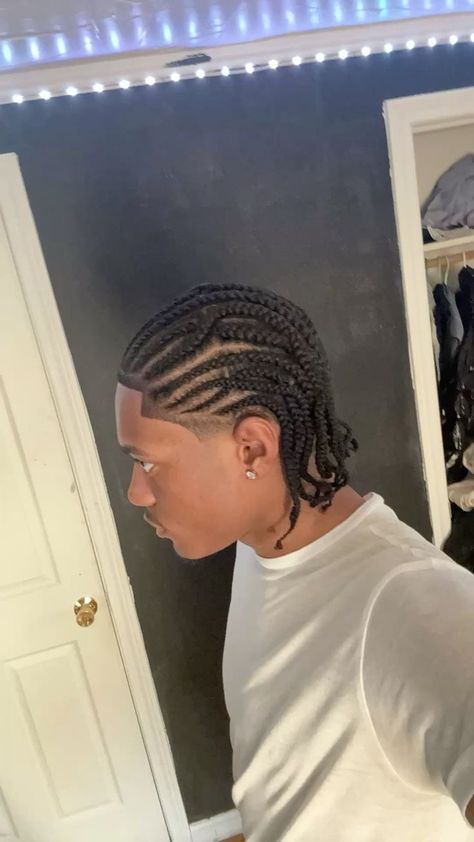 Cornrows Taper Men, Mens Twist Out, Cornrows With Line Up Men, Braid Twists Styles Men, Taper Fade Cornrows Men, Men Fades Haircuts, Cornrow Hairstyles For Men Full Head, Low Taper Cornrows Men, Tapered Cornrows