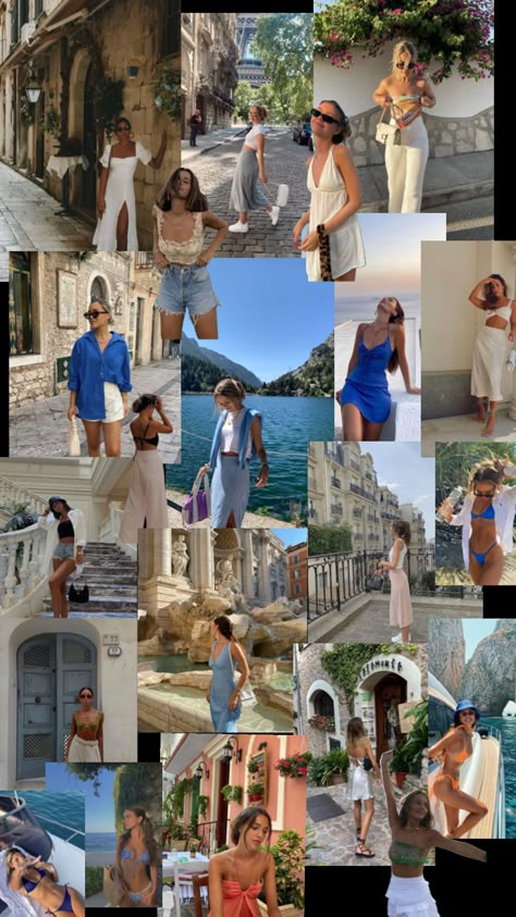 Spain Clothes Aesthetic, Greece Boat Outfit, Day On The Boat Outfit, Fits For Europe, Outfit Inspo For Greece, Spain Fits Aesthetic, Holiday In Greece Outfits, Summer Outfits South Of France, Vacation Italy Outfits