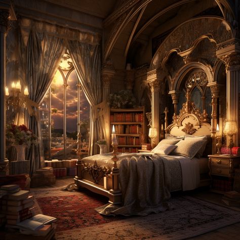 Asgard Bedroom Aesthetic, Medieval Rooms Aesthetic, Bedroom Castle Aesthetic, Royalty Aesthetic Bedroom, Yellow Royal Bedroom, Royale Bedrooms, Real Life Fantasy House, Medieval Aesthetic Bedroom, Royal Fantasy Bedroom Aesthetic