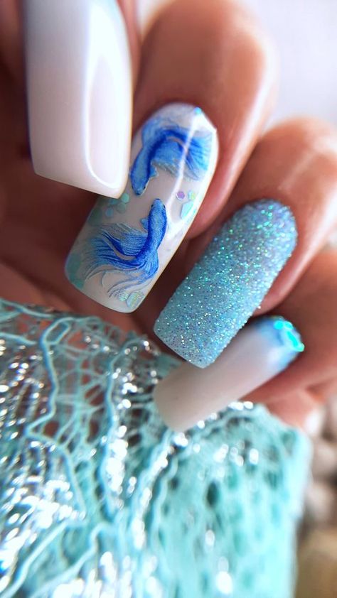 Birthday Manicure, Pisces Birthday, Manicure Inspiration, Turquoise Background, March 2024, Birthday Nails, Pisces Zodiac, Fish Art, Special Birthday