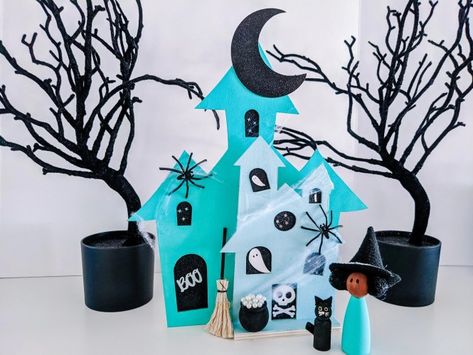 Awesome Dollar Tree Haunted House for Halloween Dollar Tree Haunted House, Feed The Shark, Decoupage Pumpkins, Fun Halloween Activities, Sight Word Fun, Haunted House Diy, Fun Activity For Kids, Halloween Sensory, Kids Crafting