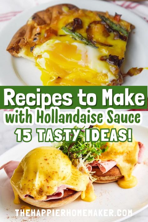 From classic eggs Benedict variations to innovative seafood dishes and creamy vegetable creations, these recipes make the most of this rich and flavorful sauce. Perfect for brunch, dinner, or anytime you want to add a touch of indulgence to your meal! Meals With Hollandaise Sauce, Hollandaise Sauce Meals, Breakfast With Hollandaise Sauce, Uses For Hollandaise Sauce, Recipes With Hollandaise Sauce, Eggs Benedict Variations, Hollandaise Sauce Uses, Hollandaise Recipe, Easy Hollandaise Sauce