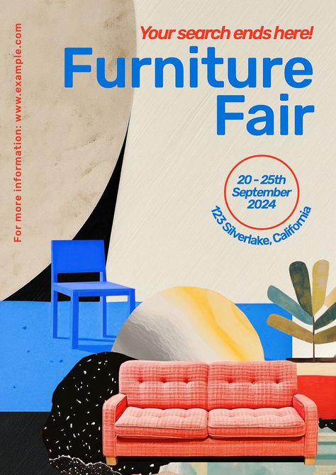 Furniture fair poster template, editable text and design | premium image by rawpixel.com / Adjima Fair Poster Design, Furniture Poster Design, Collage Interior Design, Furniture Collage, House Advertising, Furniture Poster, Furniture Advertising, Furniture Png, Fair Poster