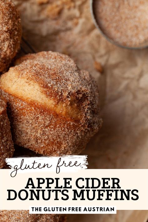 These gluten-free apple cider donut muffins are the perfect way to celebrate fall. Light and tender, they’re packed with apple flavor, thanks to a blend of apple pie spice and apple cider. Apple Cider Donut Muffins, Cider Muffins, Gluten Free Donuts Baked, Apple Cider Muffins, Gluten Free Benefits, Gluten Free Christmas Recipes, Apple Cider Donuts Recipe, Gluten Free Apple, Donut Muffins