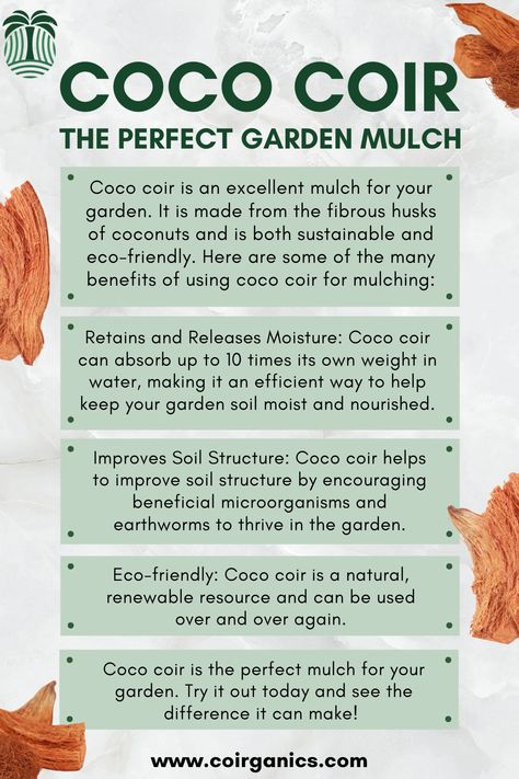 Ready to transform your garden? Try Coco Coir Mulch today! 🌸🌻 Garden Mulch, Coco Coir, Low Salt, Hydroponic Growing, Snow Blowers, Good To Great, Earthworms, Grow Bags, Soil Improvement