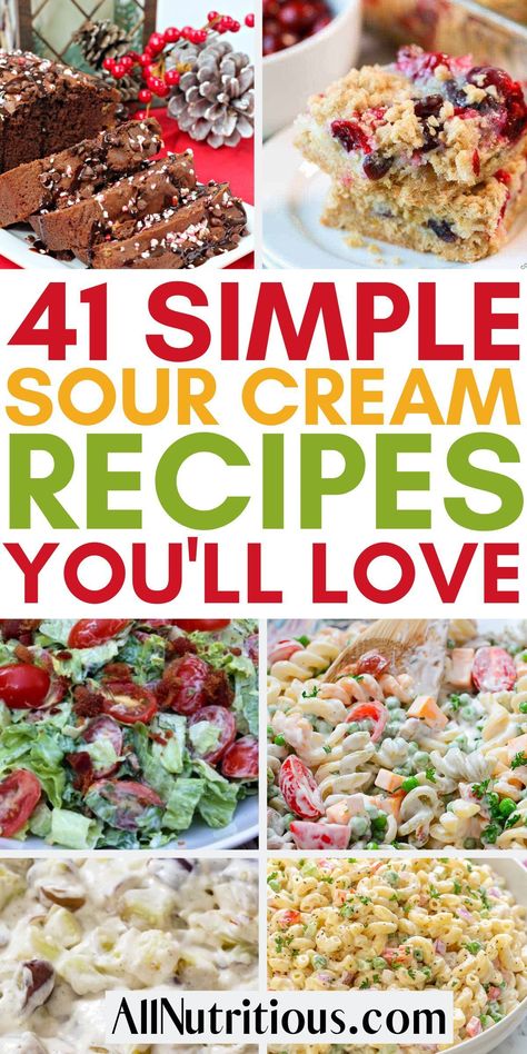 Need some recipes for dinner to use your left over sour cream? Here are some great ideas for dishes that are easy to make. These include salads, casseroles and more. Sour Cream Side Dish, Dinner With Sour Cream, Leftover Sour Cream Uses, Dishes With Sour Cream, Recipes Using Sour Cream Baking, Appetizers With Sour Cream, How To Use Up Sour Cream, Recipes With Sour Cream Dinner, Things To Make With Sour Cream