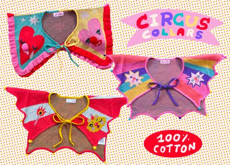 Clown Collar Sewing Pattern, Clown Collar Pattern, Clowncore Accessories, Cute Clown Outfit, Clown Core Fashion, Clowncore Fashion, Clown Fashion, Kawaii Sewing, Clowncore Outfit