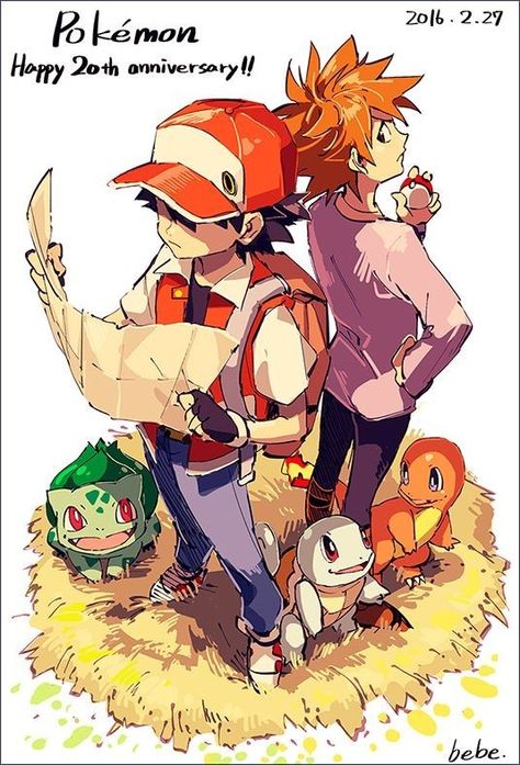 Red and Blue ❤ #red #blue #redandblue #pokemon #anime #games Blue Pokemon, Green Pokemon, Pokemon Couples, Pokemon Red Blue, Pokemon Adventures Manga, Pokemon Blue, Pokemon Manga, Comic Villains, Pokemon Red