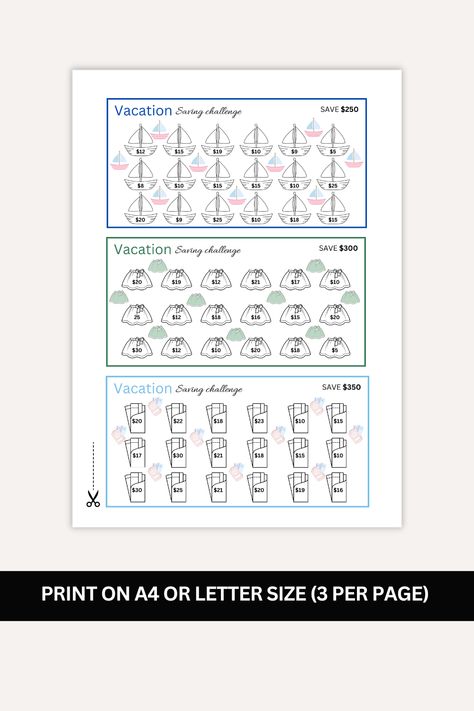 🌴 Embark on Your Dream Vacation with our Vacation Saving Challenge Printable Set! 🌴  Turn your wanderlust into reality with our meticulously crafted Vacation Saving Challenge Printable set, designed to transform your savings journey into an exciting and visually appealing adventure. This A6-sized bundle is your roadmap to an unforgettable getaway, allowing you to set and achieve financial goals effortlessly. Travel Savings Tracker, Vacation Savings Challenge, Saving Challenge Printable, Envelope Challenge, Vacation Fund, Vacation Savings, Savings Challenge Printable, Printable Envelope, Saving Challenge