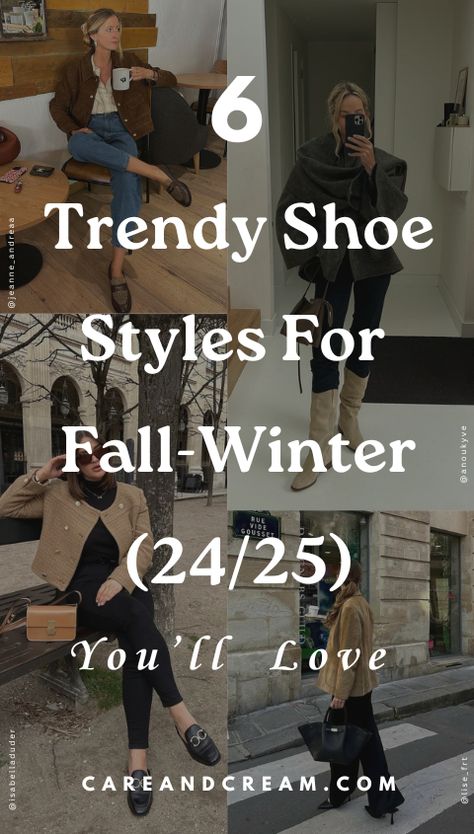 Shoe trends fall-winter 2024-2025. Discover the 6 hottest shoe trends for fall/winter and elevate your style! From rider boots and pretty ballet flats to chic loafers, this guide covers the latest in women shoes trends. Stay ahead in shoe fashion with these must-have pieces. Explore 2024 women’s shoe trends here! Black Tennis Shoes Outfit Winter, Winter Shoes Dressy, Sneakers Outfit Winter Women, Women’s Shoes That Go With Everything, Shoes For This Winter, Versatile Winter Shoes, Best Shoes For Fall, Shoes In Style Right Now, Flat Shoes Winter Outfit