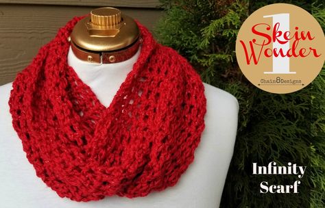 One-Skein Wonder Infinity Scarf | Cow Scarf, Crochet Infinity Scarf Free Pattern, Crochet Craft Fair, Scarf Fits, Crochet Infinity Scarf Pattern, One Skein Crochet, Bookmark Crochet, Infinity Scarf Pattern, Cute Scarfs