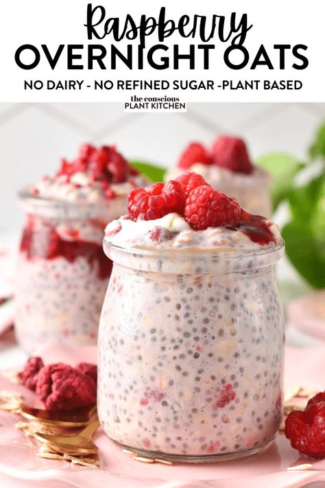 Oatmeal Breakfast Jars, Oatmeal Jars, Raspberry Overnight Oats, Oatmeal In A Jar, Best Overnight Oats Recipe, Refreshing Breakfast, Chia Overnight Oats, Breakfast In A Jar, Oat Recipes Healthy