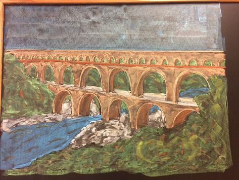 Ancient Roman Aqueduct Sparrow Academy, Ancient Rome Projects, Blackboard Drawing, Roman Aqueduct, Roman Britain, Chalkboard Drawings, 6th Grade Art, Classical Education, Ancient Persian