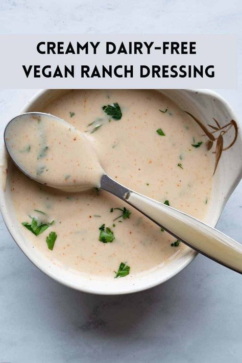 Creamy Dairy-Free Ranch Dressing - Cooking For Peanuts Low Carb Brunch, Breakfast Sweet Potatoes, Leftover Sweet Potatoes, Homemade Vegan Ranch Dressing, Dairy Free Ranch Dressing, Vegetarian Sauces, Oil Free Salad Dressing, Vegan Ranch Dressing, Potato Waffles