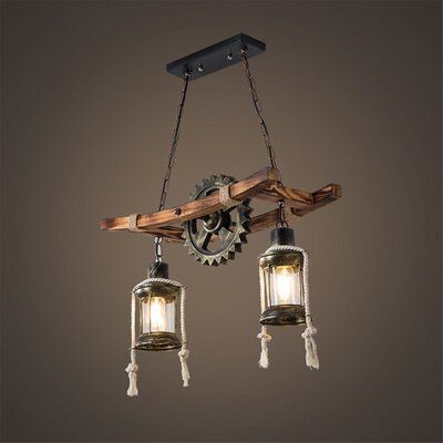 The unique gear design gives you a completely new visual experience, novel design, beautiful appearance, fine workmanship, suitable for a variety of decoration styles. The combination of solid wood and iron, antioxidant and anti-corrosion. Place different lightbulbs as needed. Create a retro and romantic atmosphere. Not just lighting, but also decorating your home. | Williston Forge 2 Heads Retro Industrial Gear Pendant Light Glass in Brown, Size 21.65 W x 9.84 D in | Wayfair Modern Kitchen Lighting, Retro Pendant Lights, Gear Design, Rustic Pendant Lighting, Hanging Ceiling Lamps, Lantern Chandelier, Wooden Pendant Lighting, Suspension Vintage, Light Hanging