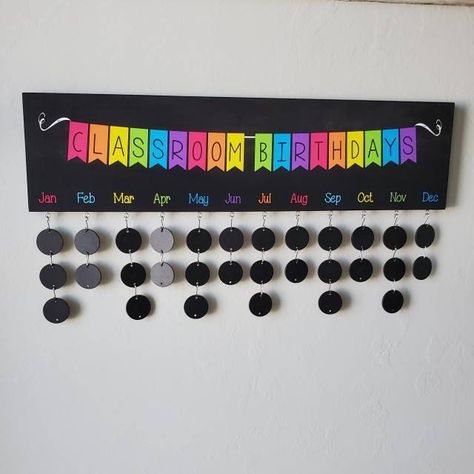 Classroom Birthday Board, Birthday Board Classroom, Birthday Tracker, Classroom Birthday, Classroom Design, Birthday Board, Chalk Paint, Chalk, Decorative Items