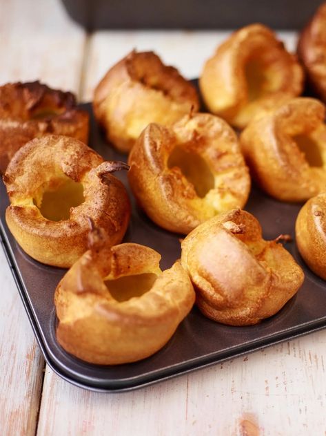 Easy Yorkshire pudding recipe | Jamie Oliver recipes Recipe For Yorkshire Pudding, Gluten Free Yorkshire Pudding Recipe, Easy Yorkshire Pudding Recipe, Gluten Free Yorkshire Pudding, Yorkshire Pudding Batter, Yorkshire Pudding Recipe, Popover Recipe, Yorkshire Pudding Recipes, Gordon Ramsay Recipe