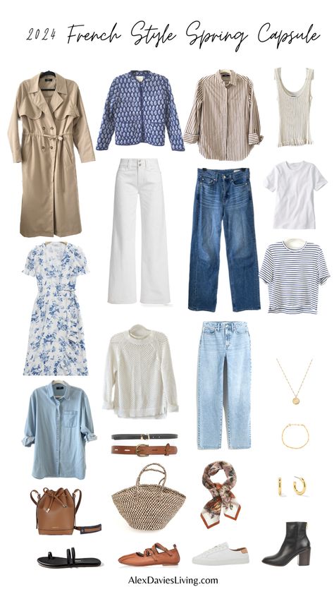 2024 French Style Spring Capsule French Style Spring, French Capsule Wardrobe, Travel Capsule Wardrobe, Spring Capsule, Spring Capsule Wardrobe, Women Sweatshirts, Summer Capsule Wardrobe, Ladies Top, Autumn Casual