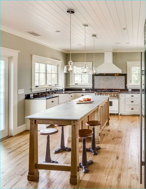 Narrow Kitchen Island With Seating, Narrow Island, Long Narrow Kitchen, Narrow Kitchen Island, Transitional Kitchen Design, Narrow Kitchen, Kitchen Island Decor, Eclectic Kitchen, Modern Kitchen Island