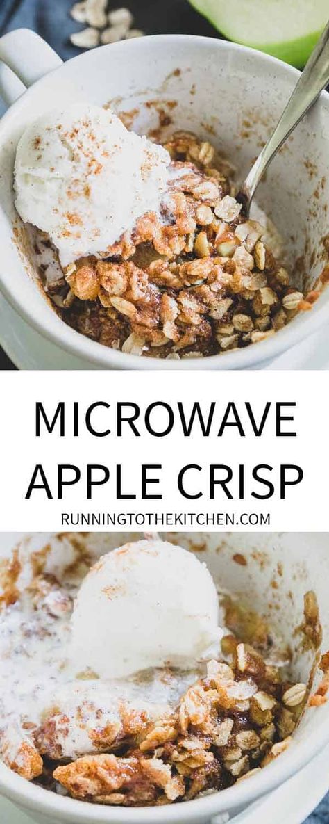 Single Serving Apple Crisp, Microwave Apple Crisp, Quick Apple Crisp, Microwave Apple, Quick Apple Dessert, Apple Crisp Dessert, Microwave Apples, Apple Crisp Pie, Fruit Crisp Recipe