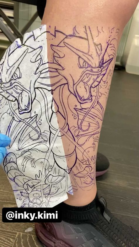 Gyrados Pokemon Tattoo, Gyarados Tattoo, Angler Fish Tattoo, Tattoo Uk, Gamer Tattoos, Tattoo Apprenticeship, Tattoo Concepts, Tattoo Reference, Geek Tattoo