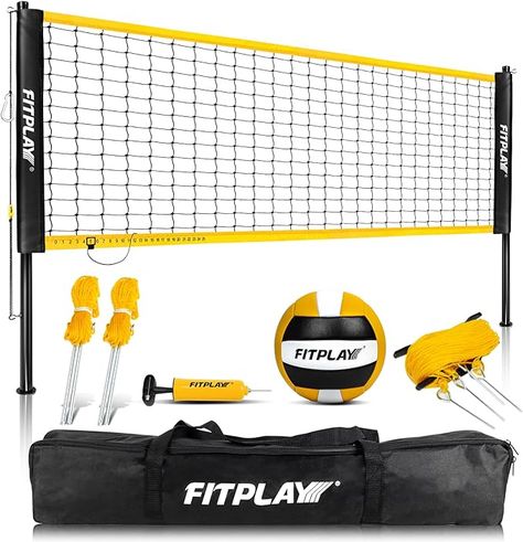 Amazon.com : FITPLAY Portable Volleyball Net Outdoor, Professional Volleyball Net System with Poles, Volleyball,Pump, Boundary Line, and Carry Bag,Height Adjustable Volleyball Net Set for Backyard Beach, Lawn : Sports & Outdoors Portable Volleyball Net, Outdoor Volleyball Net, Professional Volleyball, Volleyball Net, Volleyball Games, Volleyball Training, Backyard Beach, Beach Volleyball, School Parties