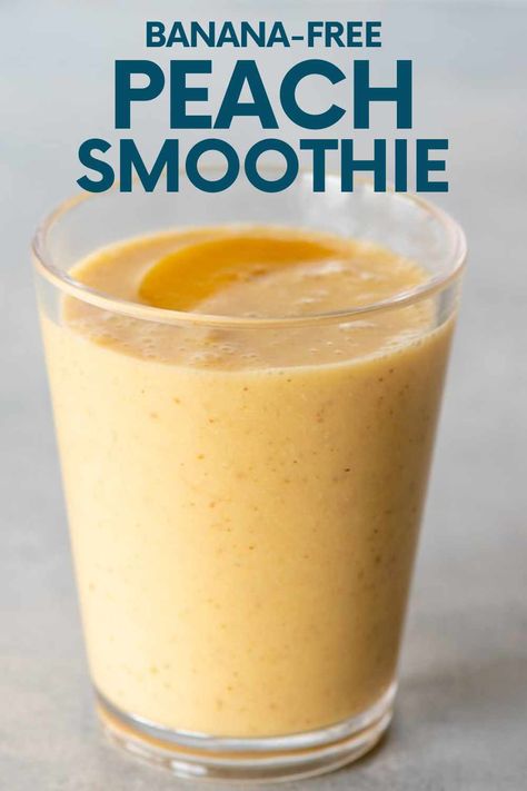 This peach smoothie tastes like a cool, refreshing version of peaches and cream. Frozen peaches let you enjoy this summery smoothie all year round! Smoothie No Banana, Peach Smoothie Recipes, Frozen Peaches, Peach Smoothie, Fruit Smoothie Recipes Healthy, Sweet Smoothies, Smoothies Recipes, Smoothie Drink Recipes, Peaches And Cream