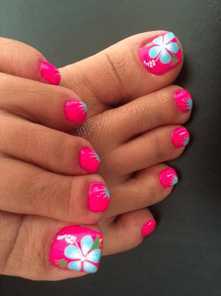 7. Hibiscus The ultimate summer flower is, of course, the hibiscus! It’s the perfect island flower that also happens to look really adorable on toes. I’m sure we’ve all had the hibiscus done on our toes at one time or another because it’s a pedicure classic. Toes knows flower power A photo posted byContinue Reading... Nails With Flowers, Summer Pedicure, Pretty Toe Nails, Summer Toe Nails, Cute Toe Nails, Pedicure Designs, Finger Nails, Sally Beauty, Toe Nail Designs