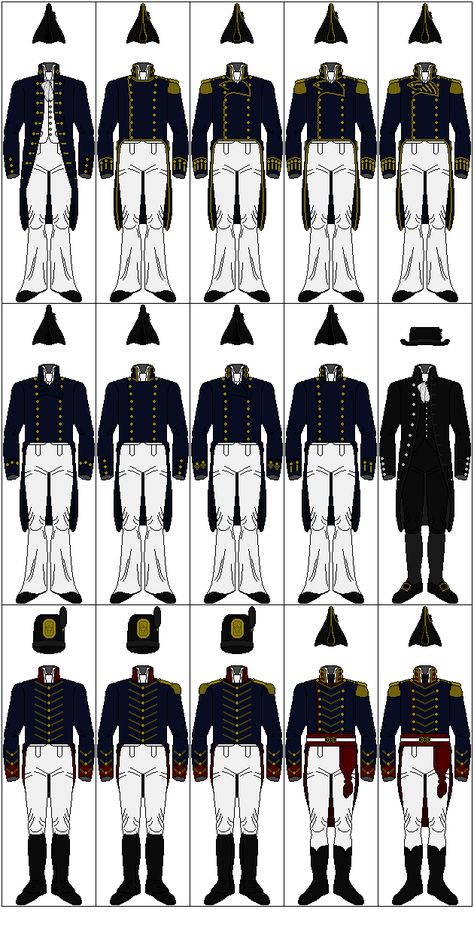 Uniforms of the United States Navy, 1810-1815 by CdreJohnPaulJones on DeviantArt Royal Navy Uniform, Officer Uniform, Alexei Romanov, Uss Constitution, British Uniforms, Military Costumes, Navy Uniforms, Naval History, Army Uniform