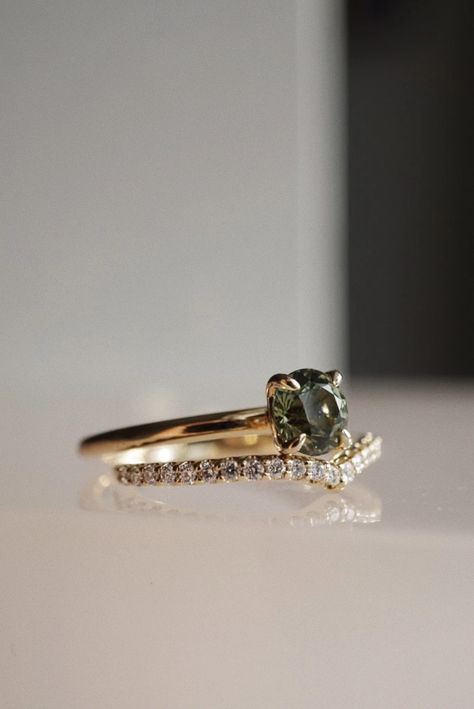 Green Montana, Wedding Engagement Rings, Magical Stones, Curved Wedding Band, Montana Sapphire, One Ring, Polish Jewelry, Opal Rings, Gold Plated Jewelry