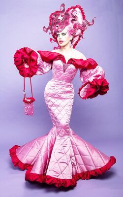 Kam Hugh | RuPaul's Drag Race Wiki | Fandom Pastel Runway, Jean Paul Gaultier Runway, Gaultier Runway, Drag Dresses, Theme Pastel, Drag Queen Costumes, Haute Couture Runway, Drag Queen Outfits, Race Outfit