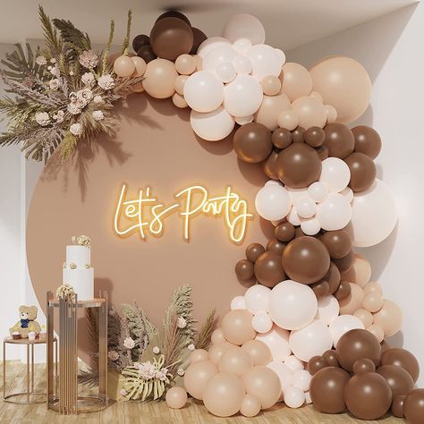 Neutral Balloons, Brown Balloons, Blush Balloons, Thanksgiving Party Decorations, Brown Blush, Happy Balloons, Deco Ballon, Balloon Garland Diy, 21st Birthday Decorations