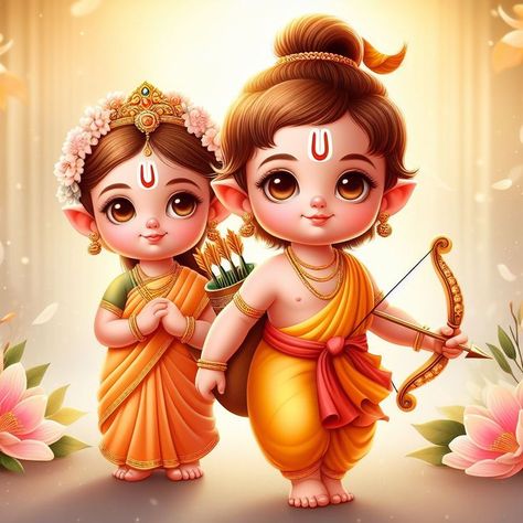 Shri Ram Sita Cute Cartoon Images Best Shri Ram And Sita, Shri Ram Sita, Gods Drawing, Ram And Sita, Prabhu Ram, Happy Birthday Krishna, Shree Ram Photos, Ram Ji Photo, Radha Ji