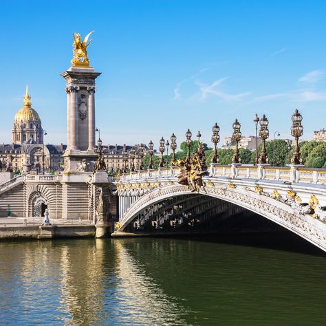 Thirty-seven bridges span the Seine River in Paris, France, each one a unique destination in its own right. Here are some favorites. Paris Bridges, France Bridge, Paris Bridge, Bridge In Paris, Beautiful Bridges, Famous Bridges, Travel Through Europe, Equestrian Statue, Seine River