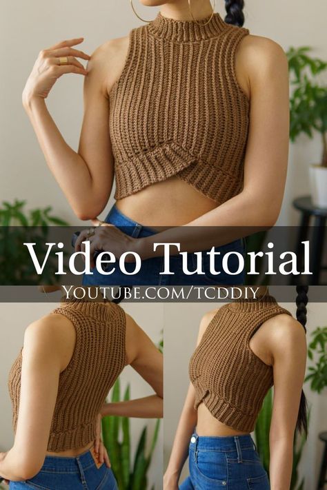 Crochet Crop Top Pattern Free, Crochet A Crop Top, Quick Easy Crochet, Sweater Tutorial, Crochet Patterns Free Beginner, Crop Top Pattern, Crochet Crop Top Pattern, Mode Crochet, Crochet Braid Styles