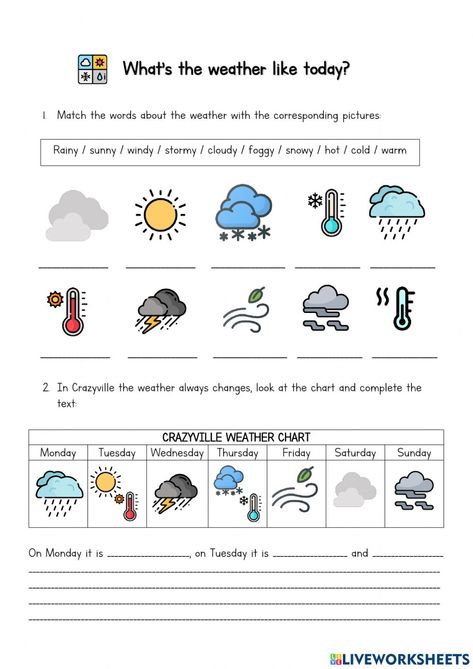 Weather In English, 2nd Grade Reading Worksheets, Weather Like Today, Teaching Weather, Weather Worksheets, Weather Vocabulary, Teacher Motivation, Vocabulary Exercises, Seasons Months