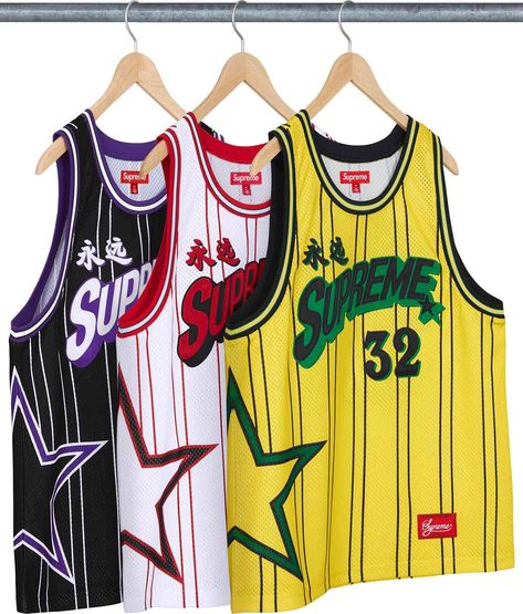 Spring/Summer 2024 - Star Basketball Jersey Preview Supreme Basketball Jersey, Vintage Basketball Jerseys, Holiday Fits, Apparel Design Inspiration, Lil Bro, Vintage Football Shirts, Basketball Design, Vintage Football, Spring Summer 2024