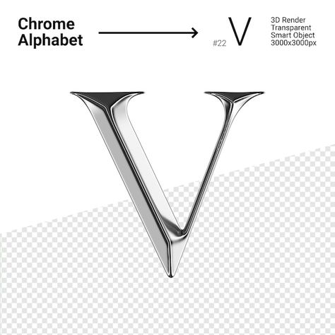 Chrome Alphabet, Metal Font, Free Overlays, Letter V, 3d Render, Lettering Fonts, Letter Logo, Lettering Design, Tee Design