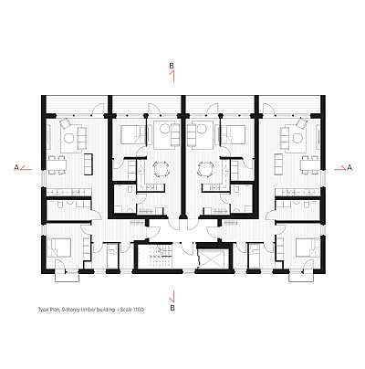 Kajstaden Tall Timber Building. C.F. Møller. Photo: C.F. Møller Architects Facade Pattern Architecture, Section Drawing Architecture, Architecture Windows, Multi Storey Building, Steel Architecture, Window Architecture, Concrete Architecture, Timber Buildings, Wood Architecture