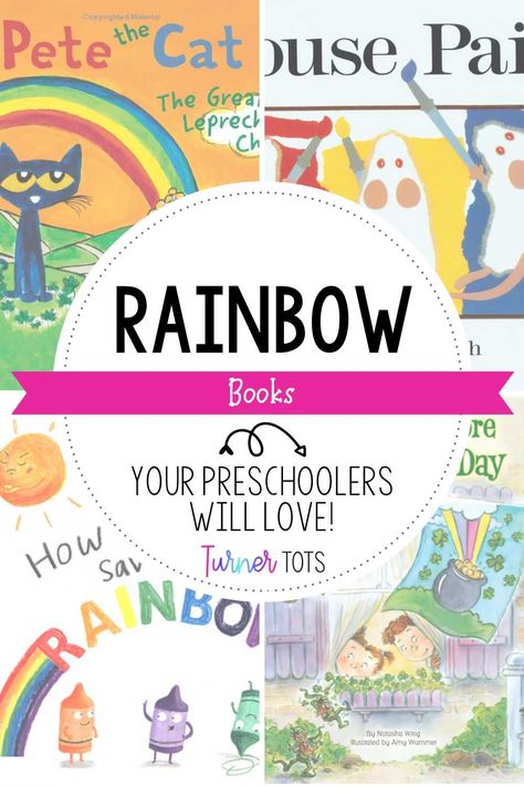 Welcome to the world of rainbow books! Our recommendations of 10 fun, colorful books will have your preschoolers and teachers alike learning about rainbows in a totally groovy way! They'll explore color mixing and discover all sorts of exciting things about Saint Patrick's Day. So find your next rainbow book to read aloud this spring. Click here! Books About Rainbows Preschool, Rainbow Preschool Activities, Rainbow Lessons, Rainbow Books, Books For Preschoolers, Preschool Weather, Colorful Books, Literacy Activities Preschool, Books For Toddlers