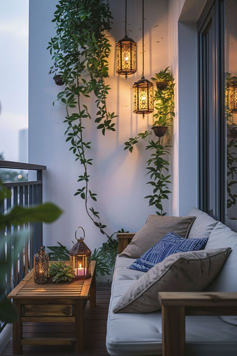 Discover effortless ways to beautify your small balcony with these easy DIY ideas. 🌼💡 Small Apartment Balcony Ideas, Balcony Curtains, Condo Balcony, Diy Balcony, Tiny Balcony, Balcony Design Ideas, Small Balcony Garden, Terrace Decor, Small Balcony Design