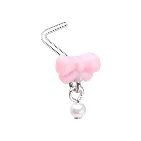 Nose Piercing Stud Jewelry, Dangle Nose Piercing, Nose Piercing Rings, Dangle Nose Ring, Dermal Jewelry, Nose Piercing Ring, Cute Nose Piercings, L Shaped Nose Ring, Kawaii Coquette