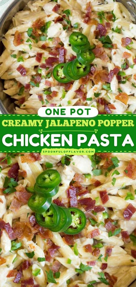 Chicken Pasta Casserole, Crockpot Pasta, Popper Chicken, Creamy Jalapeno, Jalapeno Popper Chicken, Jalapeno Recipes, Best Pasta Recipes, Jalapeno Popper, Pasta Casserole