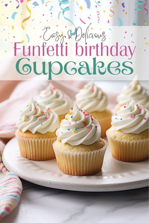 There’s no better way to celebrate a birthday than with these funfetti birthday blast cupcakes. These cupcakes are a party in every bite, filled with colorful sprinkles that pop against the light, fluffy vanilla cake. Funfetti Birthday Cupcakes, Homemade Funfetti Cupcakes, Funfetti Cupcake Recipe Homemade, Moist Funfetti Cupcakes, Best Funfetti Cupcake Recipe, Gourmet Funfetti Cupcakes, 1st Birthday Cupcakes, Birthday Blast, Funfetti Cupcakes